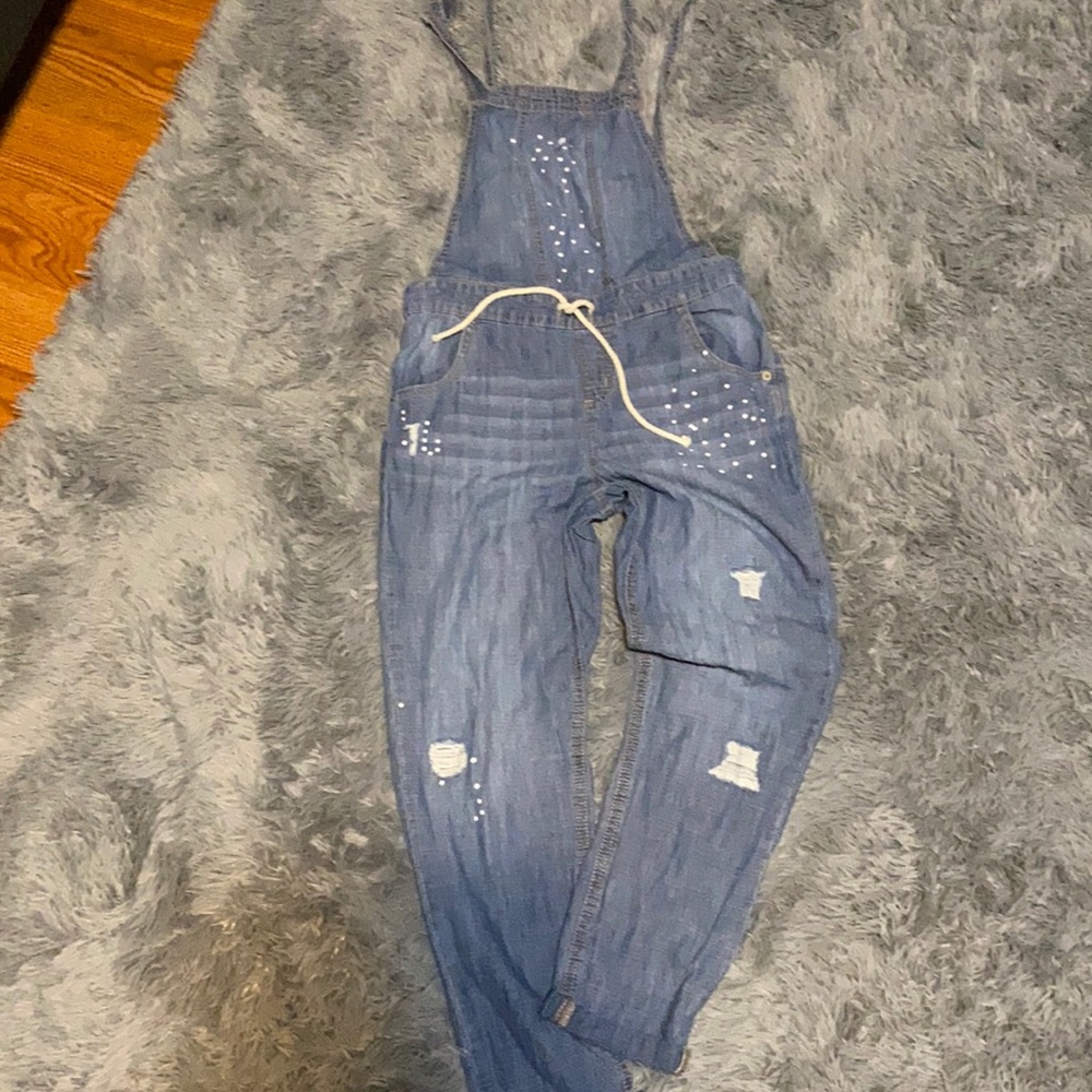 Justice blue Jean overalls size 14